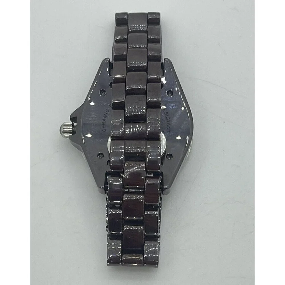 Isaac Mizrahi Live Women's Chocolate Ceramic Quartz Wristwatch Arabic Round 3ATM